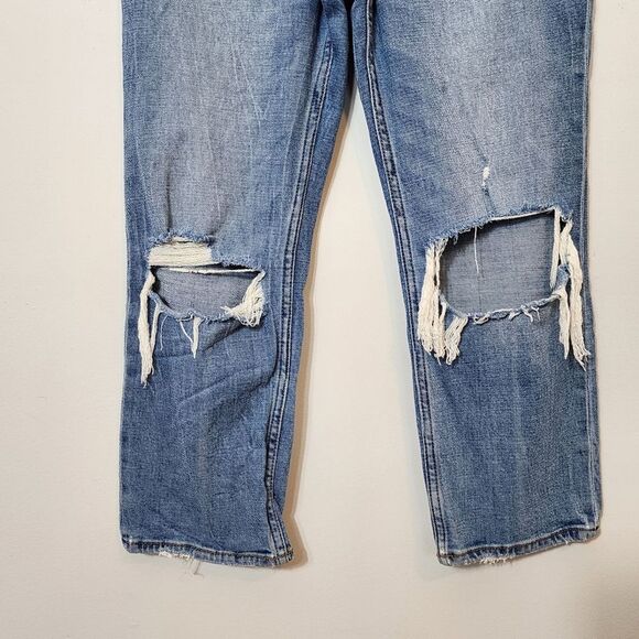 Abercrombie & Fitch Ultra High Rise Ankle Straight Jeans Distressed SZ 27 Short - Picture 4 of 11